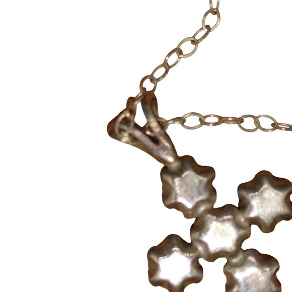 Sterling Silver CZ Cross Pendant on Delicate 925 Chain Necklace - Picture 4 of 5